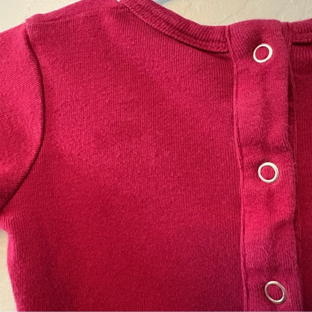 Kate Quinn dark red long sleeve cotton ruffle leg bodysuit one piece 6-12 months